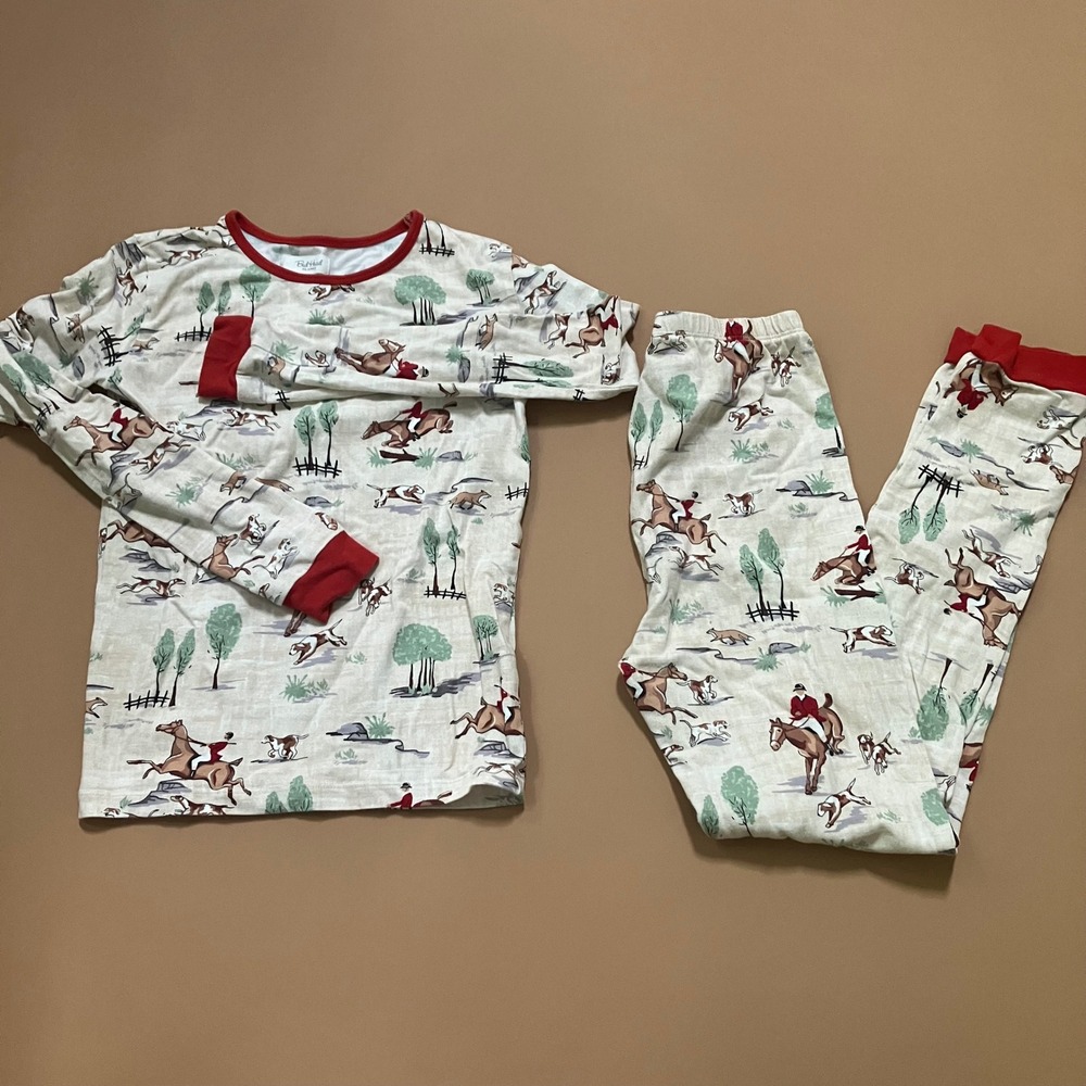 BedHead Pajamas Size 12 Kids Horse‎ Riding Print Long Sleeve Set Equestrian Hunt